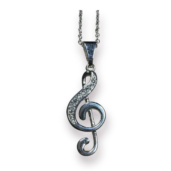 Jewelry - Music Note Rhinestone Sterling Silver‎ 925 Necklace